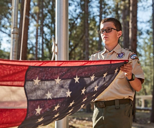 Participating in a flag ceremony